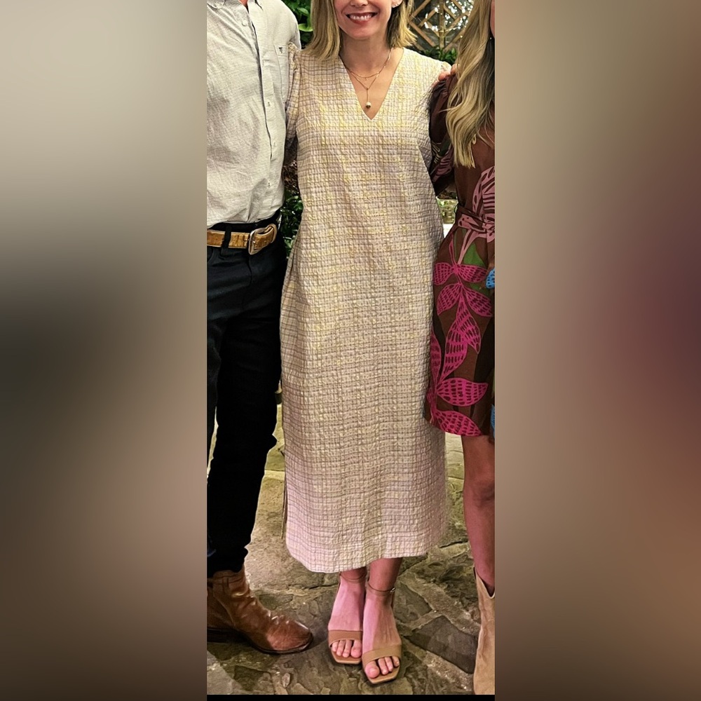 Ganni Cream Puff Sleeve V-Neck Sundress